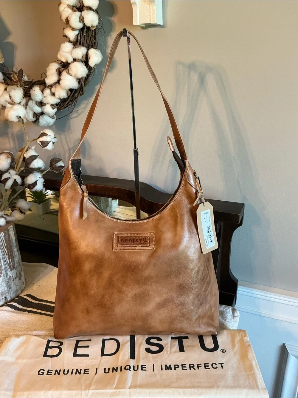 NWT Bed Stu Leather Dallas LTC Hobo Shoulder Bag Tan Rustic MSRP $325